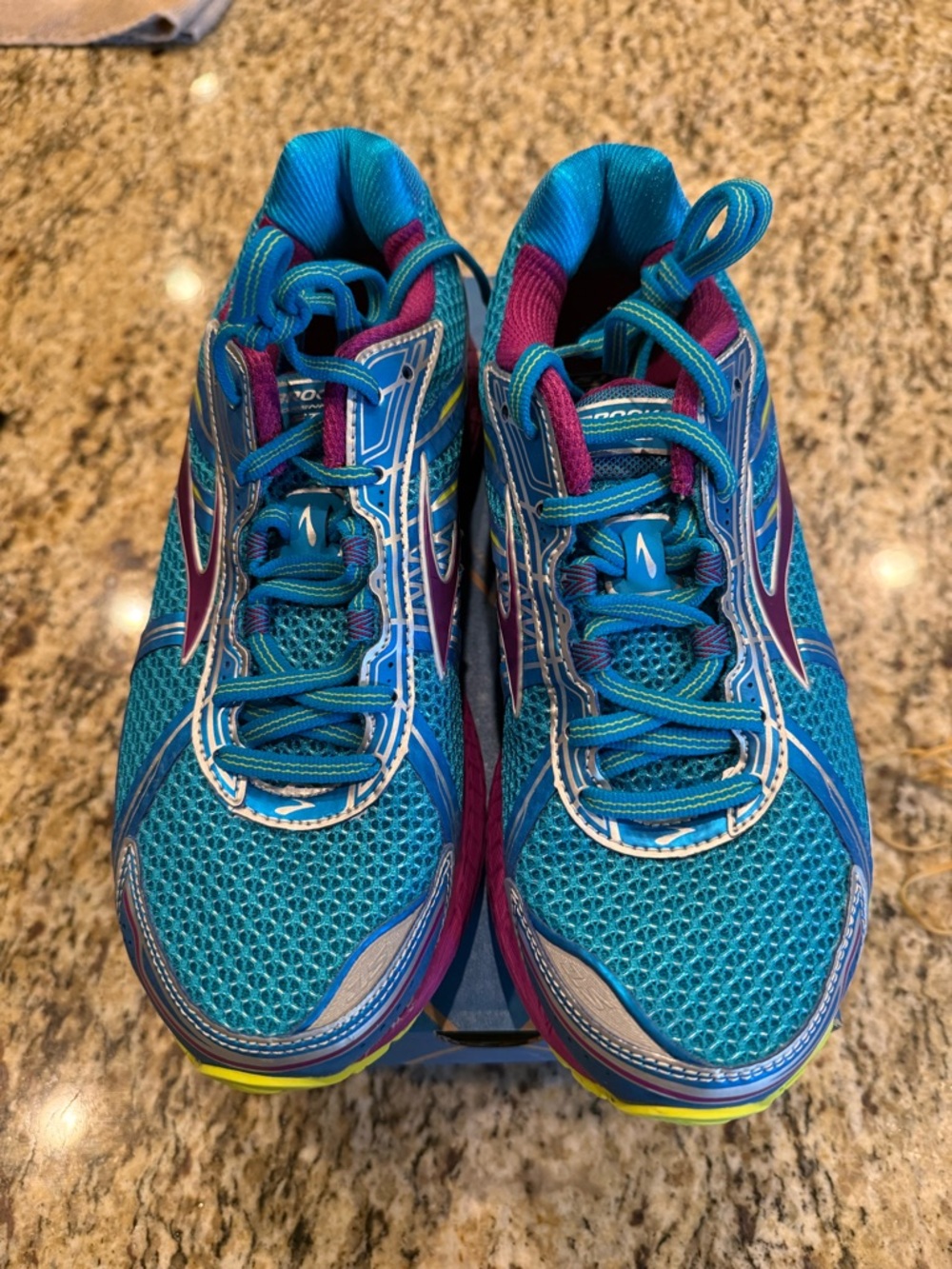 Brooks Women's Adrenaline GTS 15 Teal Blue Running Shoes with Purple Accents